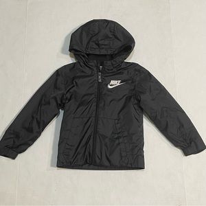 Nike Black Windbreaker Full Zip Hooded Jacket Boys Kids Toddler 4T - FLAW